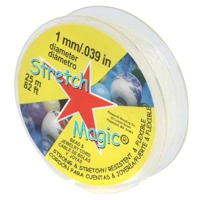 Image of Stretch Magic Bead &amp; jewelry Cord Strong Stretchy, Easy to Knot Clear Color 1mm diameter 25 meter (82 ft) spool Elastic String for making beaded