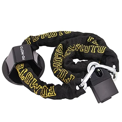 Image of FD MOTO STEEL 3.9KG 1.8M*10mm Chain Lock + Ground Wall Anchor Heavy Duty for motorbike motorcycle scooter bike bicycle ATV Security