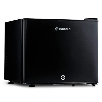 Image of Subcold Aire20 LED Mini Fridge 20L Small Table Top Model Quiet Frost Free for Bedrooms &amp; Hotels Lockable with Solid door interior light (Black)