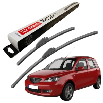 Image of Silbak Windscreen Wipers, for MAZDA 2 (02/2003 06/2007) Wiper Blades, 600mm/400mm