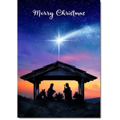 Image of doodlecards Merry Christmas, Christmas Card Nativity Scene Medium Size with Plain Envelope