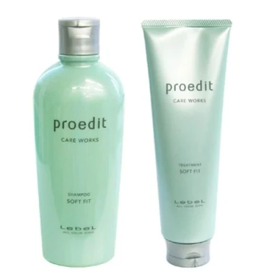 Image of Lebel Proedit Care Works Hair Shampoo 300ml &amp; Ttreatment 250ml Set Soft Fit (Green Tea Set)