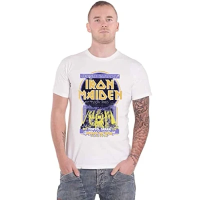 Image of Iron Maiden T Shirt Powerslave Japan Flyer Tour 1985 Official Mens White M