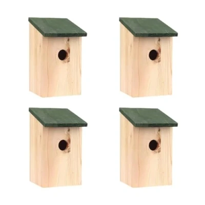 Image of Garden Mile® Traditional Wooden Bird House Black Roof Wild Nesting Box Outdoor Patio Care Accessories Ornament (4x Box)