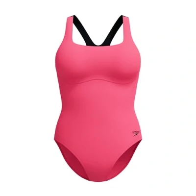 Image of Speedo Women&#039;s Flex Band Swimsuit with Built in Swim Bra, Raspberry Fill, 44