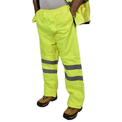 Image of True Face Mens Hi Viz Trouser Padded Work Bottom High Visibility Safety Elasticated Over Pants Yellow 2X Large