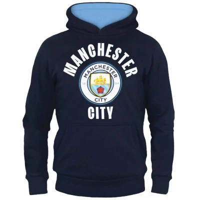 Image of MANCHESTER CITY FC Official Football Gift Boys Fleece Graphic Hoody 12 13 Years Navy Blue