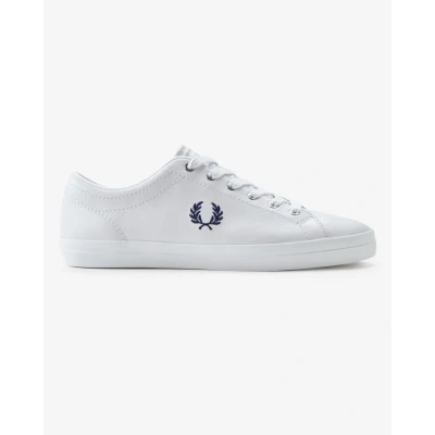 Image of Fred Perry Baseline Mens Leather Trainers White Size UK 7
