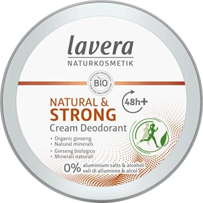 Image of lavera Deo Creme natural &amp; STRONG 48+ h vegan cosmetics without aluminum active composition with organic ginseng and minerals 48 hours protection 50 ml