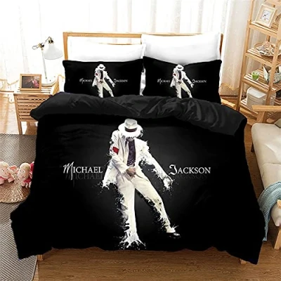 Image of MIUNNG Michael Jackson Bedding Sets Duvet Covers Set With Zipper 3D Digital Print Microfibre + 2 Pillowcases (MJ5,Single)