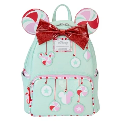 Image of Loungefly Disney Minnie Holiday Peppermint Ornaments Mini Backpack