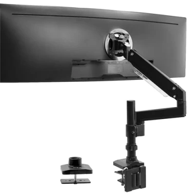 Image of VIVO Premium Aluminum Single Screen Pneumatic Spring Monitor Arm Desk Mount Stand with Extension Pole Fits One up to 35&quot; (STAND V101GT)