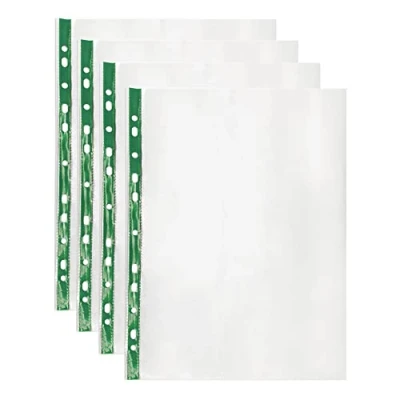 Image of 200 Quality Punched Pockets 50micorn Strong A4 Filing Glass Crystal Clear
