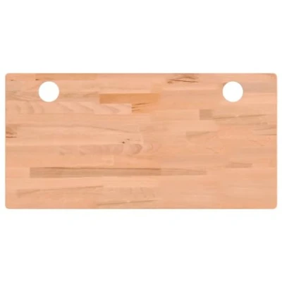 Image of vidaXL Solid Beech Wood Desk Top, Floating Shelf Wall Dining Table, Workspace with Cable Holes, Durable Office Computer Desk, Natural Brown