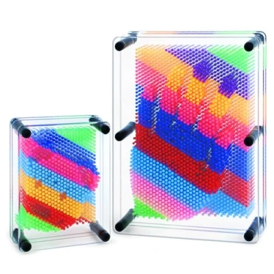Image of Cartlant 2Pcs Pin Art Toy, 3D Board Large Size 8&quot; X 6&quot; with Small 5&quot; 3.75&quot;, Novelty Sculpture Impression Desk Toys for Kids &amp; Adults Home Office Desktop (Colorful)