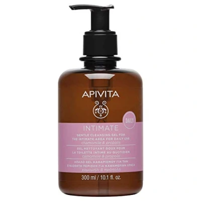 Image of Apivita Intimate Gentle Daily Feminine Wash 300ml Chamomile, Propolis and Aloe Vera Juice Natural Sulfate Free, Ph Balanced Cleanser, Gynecologist Tested Skin Comfort, Anti Odor, 5.0
