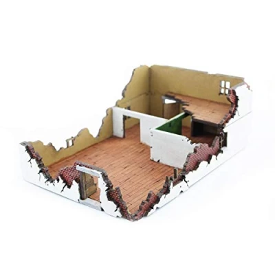 Image of War World Gaming at MDF Destroyed House 1 15mm Scale WW1 WW2 Wargame Terrain Scenery Building Ruined Normandy Military Battlefield Diorama