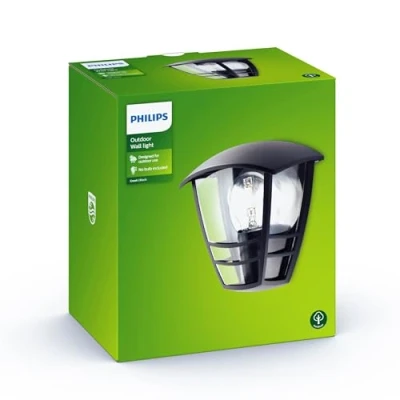 Image of Philips myGarden Creek Outdoor Wall, Light Black (Requires 1 x 60 W E27 Bulb)