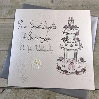 Image of WHITE COTTON CARDS Code XLBd2 To A Special Daughter and Son in Law on Your Wedding Day Handmade Large Card