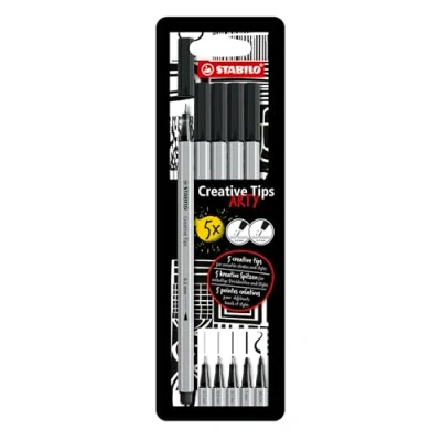 Image of Multi Tip Pen Set STABILO Creative Tips ARTY Pack of 5 Black