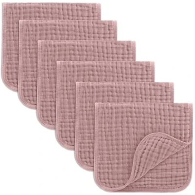 Image of Comfy Cubs Muslin Cloths for Baby, Baby Essentials, Burp Cloths, Squares, 100% Cotton, Hand Washcloths 6 Layers Extra Absorbent and Soft (Mauve, Pack, 50 X 25 CM)