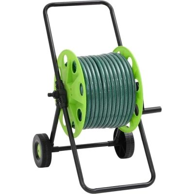 Image of vidaXL Green Hose Reel Cart with Fitting Set 0.5" 30 m PVC