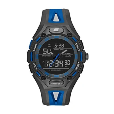 Image of Skechers Watch For Men, Anadigi Movement With Silicone, Leather Or Stainless Steel Strap, Graphite and blue, 47MM