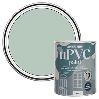 Image of Rust Oleum Green uPVC Door and Window Paint in Matt Finish Leaplish 750ml