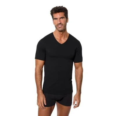 Image of Abanderado Mens Short sleeved V neck t shirt for men A0DGO. Comfort and casual style. Black Size Large
