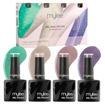 Image of Mylee Gel Nail Polish Quad 4x8ml [Coastal Cool] Beach Bash Collection UV/LED Art Manicure Pedicure for Professional, Salon &amp; Home Use [Spring/Summer 2025] Long Lasting Easy to Apply