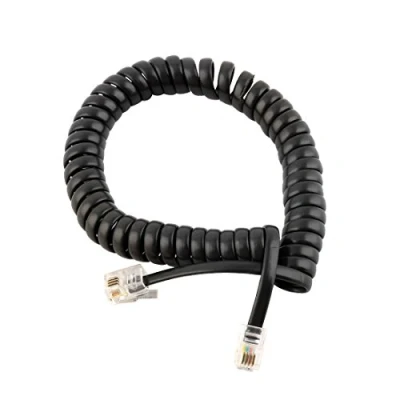 Image of sourcing map Telephone Handset Cord, RJ9 4P4C Phone Jack Cords for landline, 1.2 Ft Spiral Coiled Extension Wire Cable Line Home Office, Black Plastic