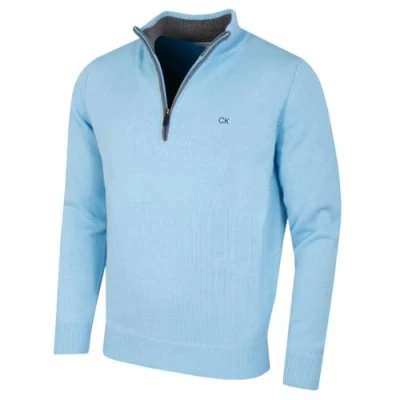Image of Calvin Klein Mens 1/2 Zip CK Golf Sweater Baby Blue S
