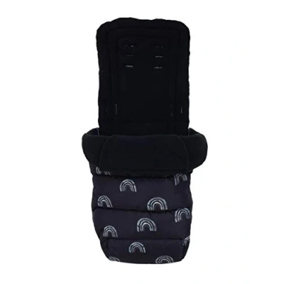 Image of Cosatto Universal Footmuff Cosy Toes, All Season Luxury Quilted Pram, Pushchair, Stroller Liner Liner, Washable, With Kangaroo Pouch For Hands (Night Rainbow)