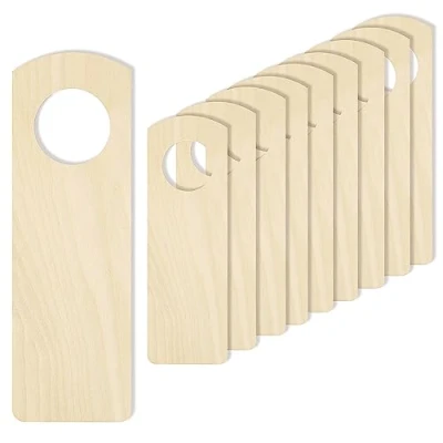 Image of Creative Deco 10 x Round Wooden Door Hanger Sign Plywood Cutoutss 15 5 cm Plain, Unpainted &amp; Unfinished Blank Shapes Plaques Craft Tag for Home, Arts Crafts, Pyrography, Decoupage, DIY