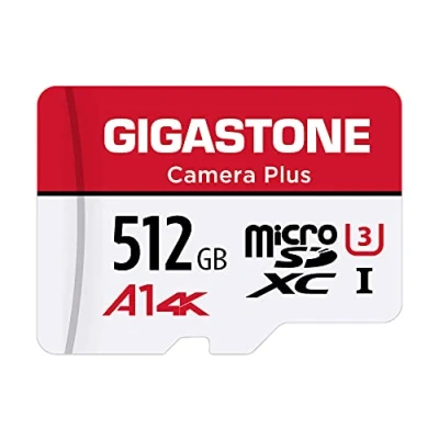 Image of Gigastone 512GB Camera Plus Series Memory Card, Read Speed up to 100MB/s. Ideal for Full HD Video Gopro Drone Android Camera, A1 Micro SDXC Card with Mini Case and SD Adapter.