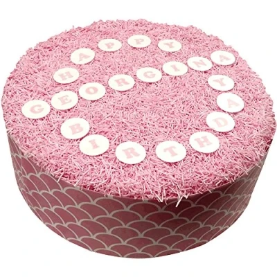 Image of Pack of 72 Perfectly pre Cut Edible Wafer Letters &amp; Numbers Baby Pink 25mm Diameter by CDA Products 201 657 Make Any Message on Your Cake.
