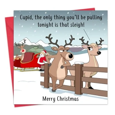 Image of Twizler Funny Christmas Card Cupid Merry Cards Xmas Mens for Him Husband Dad Son Womens Her Wife Mum Daughter
