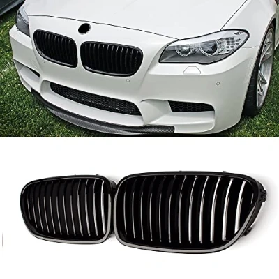 Image of SNA F10 Grille, Front Kidney Grill for 2010 2016 BMW 5 Series F11 And M5 (Single Slat Gloss Black Grill, 2 pc Set)