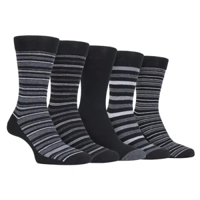 Image of Farah 5 Pack Mens Thin Breathable Classic Patterned Soft Top Office Cotton Dress Socks (6 11 uk, CS191BLKCHA (Striped))