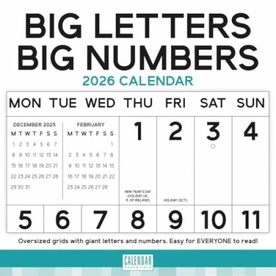Image of Big Letters, Numbers Calendar 2026