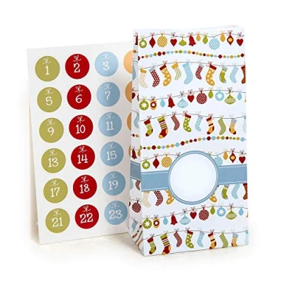 Image of Pajoma Nicholas&#039; Surprise Advent Calendar Bags, Includes Number Stickers, Set of 24
