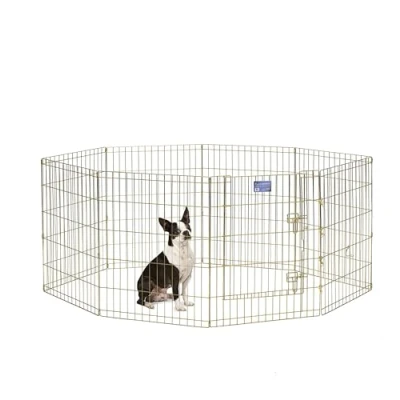 Image of MidWest Foldable Metal Dog Exercise Pen / Pet Playpen with Door, 60.96W x 76.2H cm; Gold Zinc; 542 30