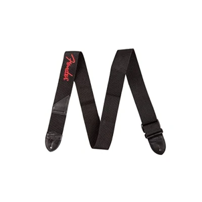 Image of Fender Guitar Strap, Polyester Webbing with Red Logo, Adjustable 33 53, Black