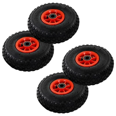 Image of &quot;vidaXL Sack Truck Wheels 4 pcs Heavy Duty Rubber Trolley 3.00 (245x82), Durable and Easy to Install with High Load Capacity&quot;