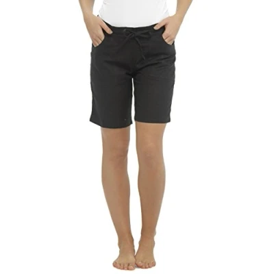 Image of Tom Franks Ladies Black Linen Blend Mid Length Shorts Size 16