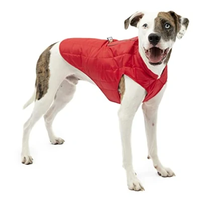 Image of Kurgo Loft Dog Jacket, Reversible Coat for Cold Weather, Red/Grey, Small