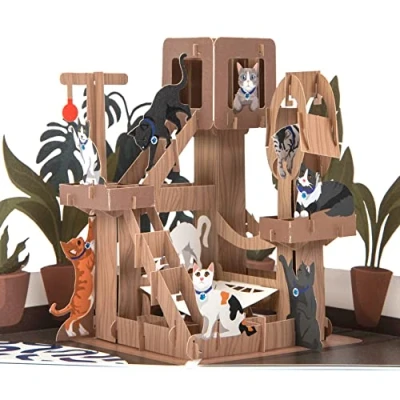 Image of Cardology Cat Tree Pop Up Card Gifts For Lovers Battersea Charity Officially Licensed