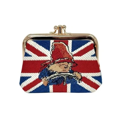 Image of Signare Paddington Bear Union Jack Kiss Lock Coin Purse Holiday Handbag Money Accessories