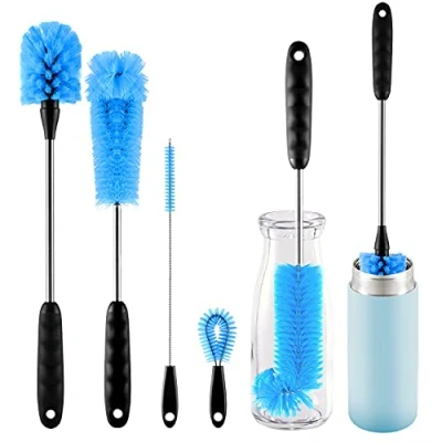 Image of 4 Pack Bottle Brush Cleaning Set,Multi Function Long Handle Cleaner for Glasswares, Travel Coffee Mugs, Narrow Cup,Straw Brush,Food Jars, Sinks, Cup Cover Supplies