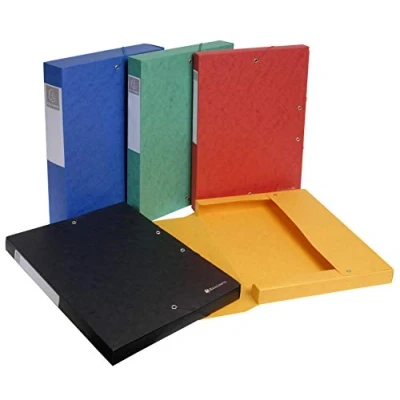 Image of Exacompta Ref. 50810E 1 filing box with Scotten rubber bands embossed glossy card 600g/m2 spine 4 cm dimensions 25 x 33 for A4 documents random color delivered assembled